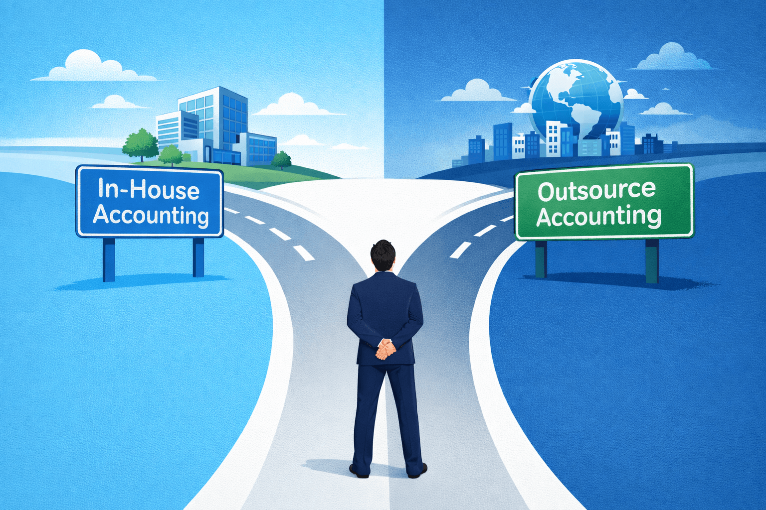Cover image showing Outsourced Bookkeeping vs Hiring a Full-Time Accountant topic